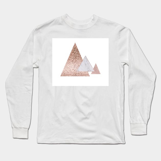 Rose gold triangle glamour Long Sleeve T-Shirt by marbleco